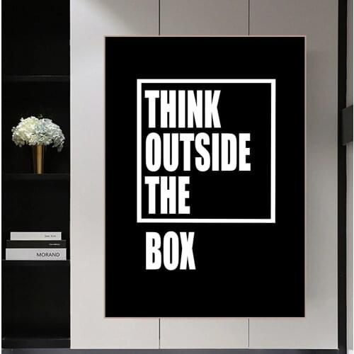 Black And White Quotes Think Outside The Box Canvas Painting Motivational Wall Art Print Modern Poster Picture Living Room Decor