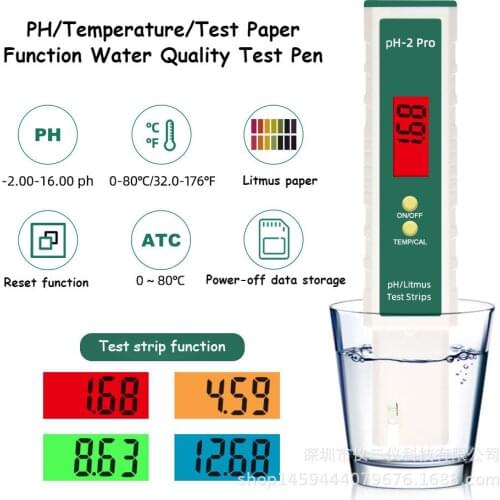 Digital PH Meter Tester Pen Litmus Tester 0.01 Accuracy Aquarium Water Quality Swimming pool Tester with PH Test Strips Function