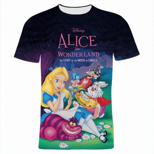 Alice in Wonderland Boy Girl Kids T-shirts Summer Short Sleeve Women Tee Shirts Disney 3D Print Cartoon Anime Men Clothes