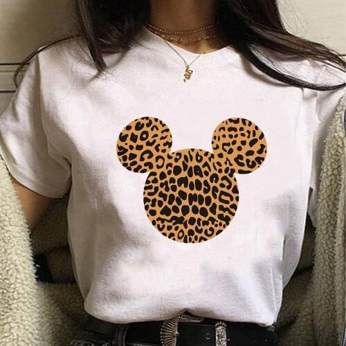 T-shirt Women Leopard Mickey Mouse Head Print Fashion Harajuku Tshirt Girl Casual Top T Shirt New Summer Female TShirt Clothing