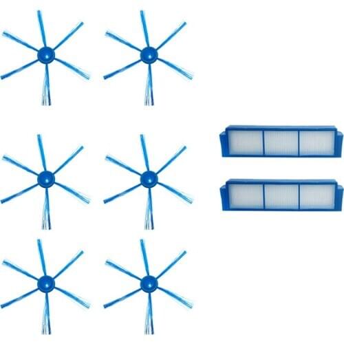 Hot TOD-6X Side Brushes + 2X Hepa Filters for FC8007 FC8792 FC8794 FC8796 Vacuum Cleaner Robotic Replacement Spare Parts