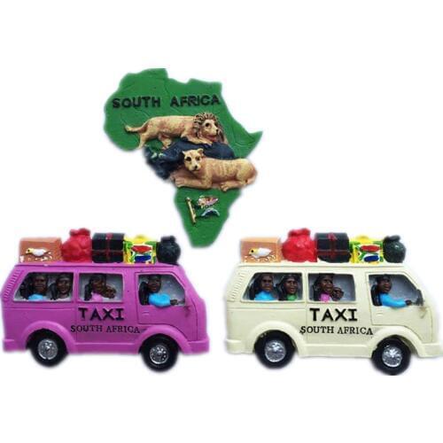 Creative South Africa Taxi Map Lion Tourist Travel Souvenir 3D Resin Decorative Fridge Magnet Sticker Christmas Craft GIFT