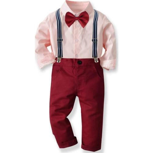 Boy Gentleman Clothing Sets Children Kids Boys Clothes Fashion Boy Gentleman Suit Tie Blouse+Pants 2PCS Outfit Toddler Clothing