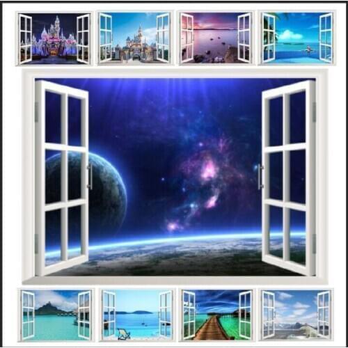 Outer Space 3D Window Decal wall stickers Decals Home Decor Beach Art Mural