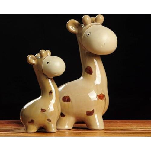 Creative Personality Handmade Ceramic Kiln Variable Glaze Mother And Child Deer Crafts Home Office Decoration Crafts