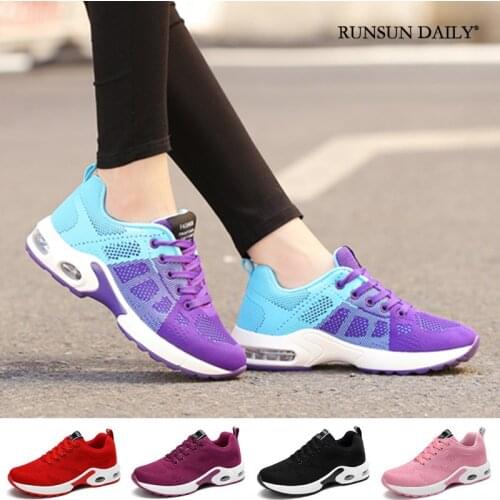 Sneakers Womens Fashion Air Cushion Running Shoes Soft Bottom Outdoor Mesh Breathable Lace Up Tennis Shoes