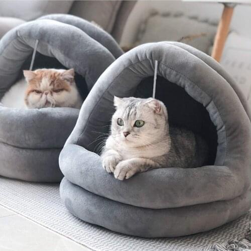 Cat Bed for Indoor Cats Machine Washable for Small Dogs Puppy Kitty, Kitten, Rabbit, Anti-Slip & Water-Resistant Bottom