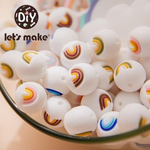 Lets Make Silicone Beads Baby Teething Rainbow DIY Pacifier Chain Bracelet Nursing Jewelry Silicona Bead Teething Infant Toys