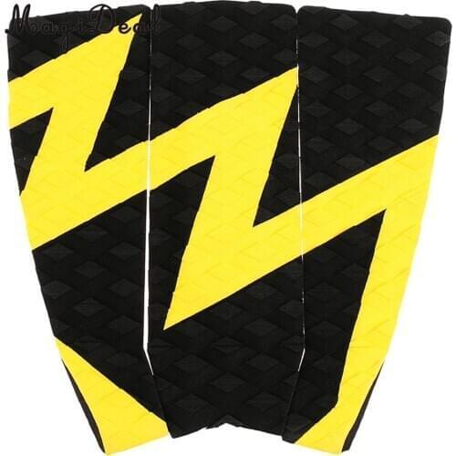 MagiDeal New Set of 3Pcs EVA Anti-Slip Surfboard Traction Tail Pads Surfing Surf Deck Grips Water Sports Accessory Yellow Black