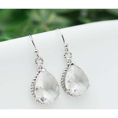 Fashionable and Exquisite 925 Sterling Silver Water Drop Type Womens Earrings and Earrings Engagement Accessories