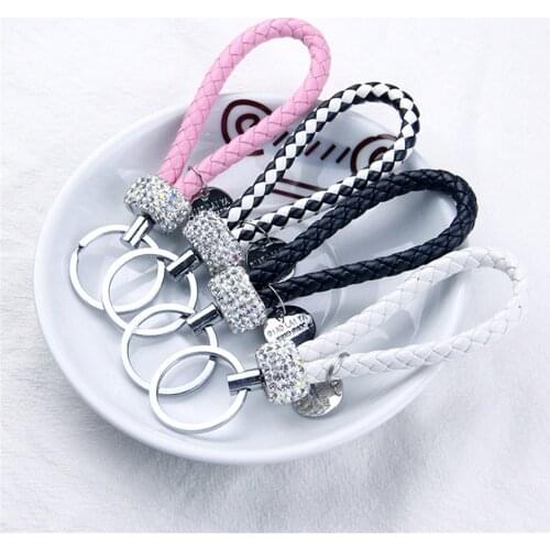 Fashion Creative Rhinestone Metal Keychain Rotating Key Ring Diy Key Pendant Accessories Handmade Keychains For Women Men