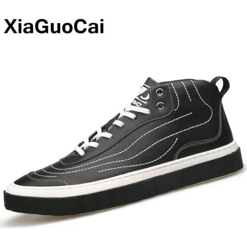 2020 Spring Autumn Men Casual Shoes High Top Man Sneakers Lace Up Breathable Leather Fashion Trend Mans Footwear High Quality