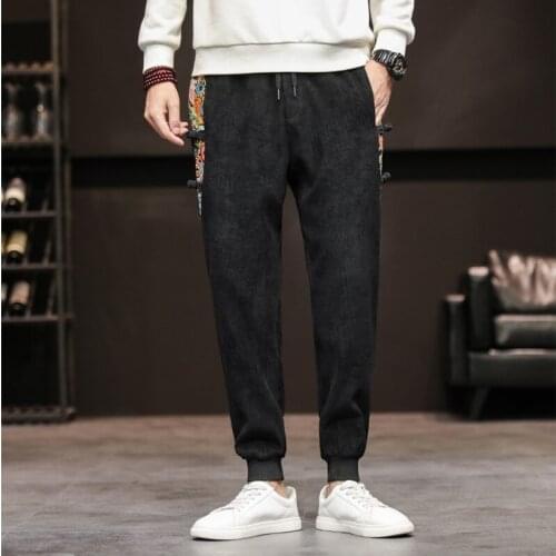 MenS Casual Corduroy Kimono Pants Chinese Style Fashion Pants Streetwear Trousers Male Clothing Chinese Pants Man 30153