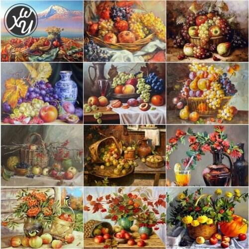 Full Drill Painting Kits Fruit Diamond Art Mosaic Grape 5D Round Square Rhinestones Stitch Embroidery Accessories for Home Decor