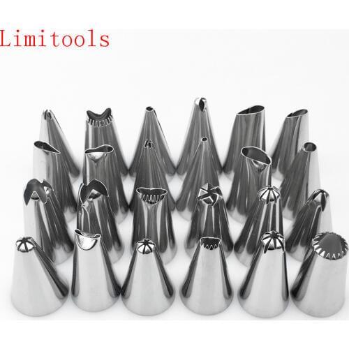 24pcs Confectionery Packing DIY Stainless Steel Icing Piping Nozzles Pastry Tips Fondant Cup Cake Baking Cake decorator
