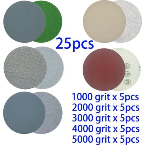 25pcs Sandpapers 3 Inch 75mm 1000 2000 3000 4000 5000 Grit Hook & Loop Sanding Grinder Discs Polish Sand Paper For Polishing