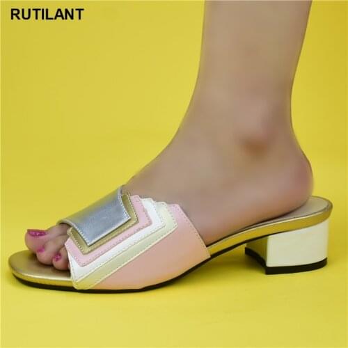 New Fashion Spring Summer Gold Colors Without Bag Pumps Super Mids Heels Italian Women Wedding for Party Ladies Sandals