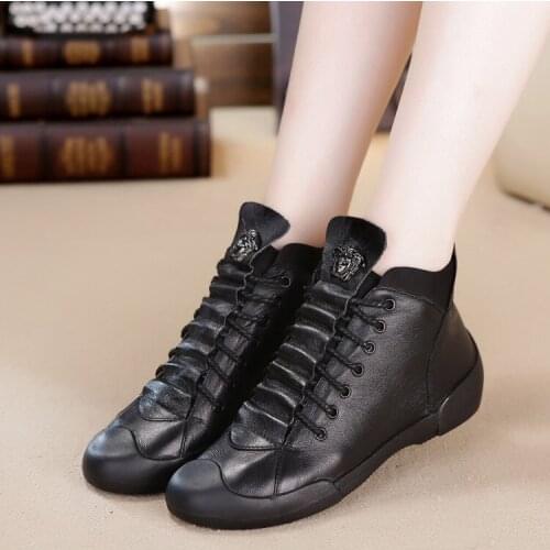 2020 winter new lace-up leather cowhide womens shoes wholesale casual shoes flat top womens sports shoes shoes