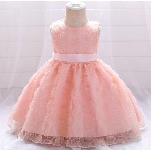 Toddler Baby Girl 1 Year Birthday Dress Tutu First Christmas Party Bow Pink Flower Wedding Dress Infant Christening Gown Clothes