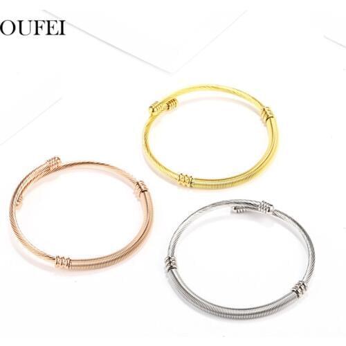 OUFEI Rose Gold Simple Elegance Bracelets & Bangles Stainless Steel Bracelets For Women Fashion Jewelry Accessories