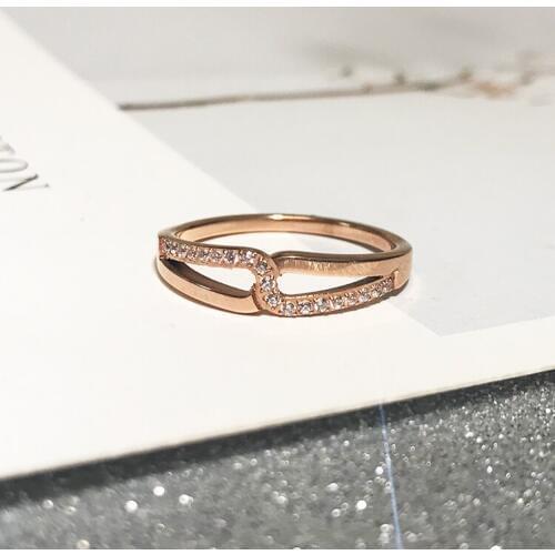 YUN RUO Simple & Chic Shiny Cross Zircon Ring Rose Gold Color Woman Gift Fashion Titanium Steel Jewelry Never Fade Drop Shipping