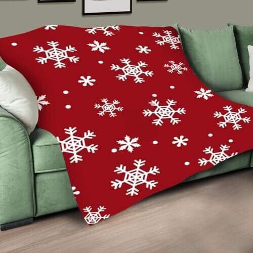 Snowflake Printed Christmas Warm Soft Red Throw Blanket Office Sofa Nap Cover Warm Microfiber Blanket For Sofa Bed Travel
