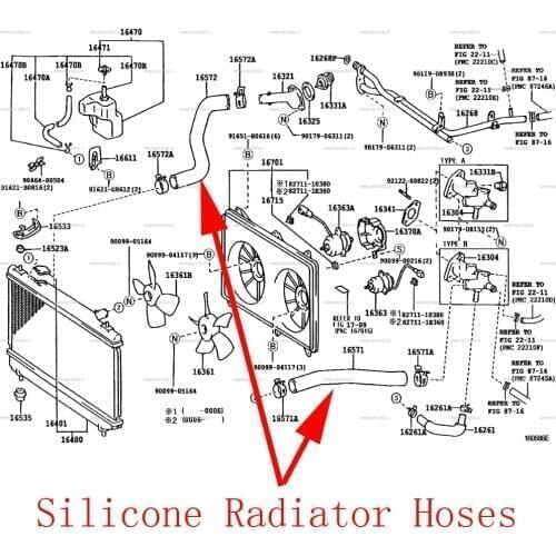 Silicone Radiator Coolant Hoses for Toyota Harrier SXU10/SXU15 5SFE 16571-74450 16572-74320