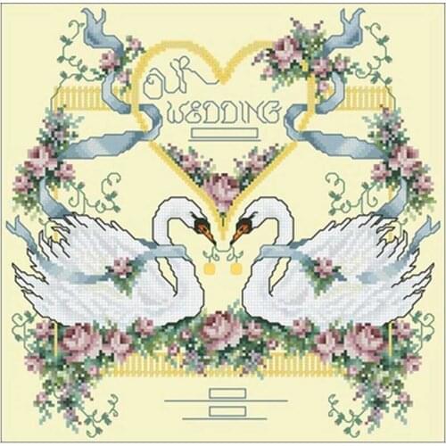 Wedding Memorial (Swan)Counted Cross Stitch 11CT 14CT DIY Cross Stitch Kits Embroidery Needlework Sets
