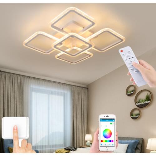 Nordic living room LED chandelier hotel ceiling lamp bedroom remote control APP function dimming light direct sales