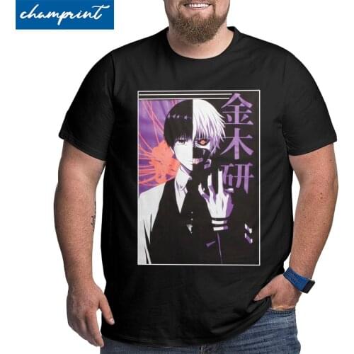 Tokyo Ghoul Kaneki Ken T-Shirts for Men Japan Japanese Anime Big Tall Tee Shirt Short Sleeve T Shirt Large 4XL 5XL 6XL Tops
