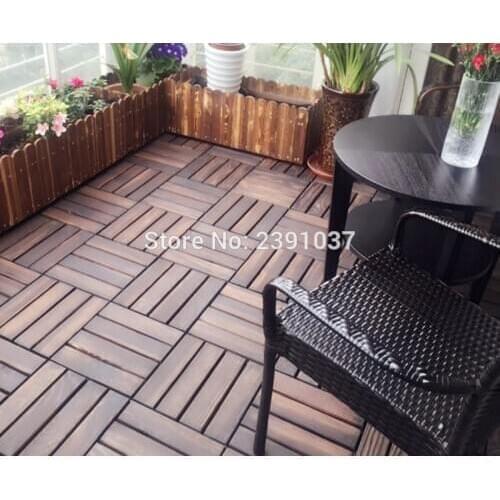 Carbonized wood, antiseptic wood outdoor floor terrace, courtyard bathroom, balcony floor, anti-skid and solid wood waterproof