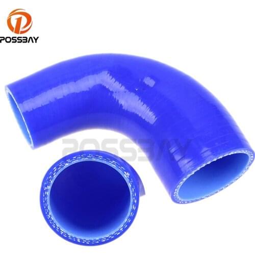 POSSBAY Universal Blue 90 Degrees 38-76mm 1.5'' to 3.3'' Reducing Elbow Silicone Hose Reducer Coupler Turbo Pipe Tube
