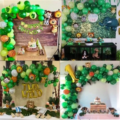 109pcs Animals Jungle Party Latex Balloon Palm Leaf Baloon Garland Boys Birthday Party Decoration Baby Shower Globos Deco