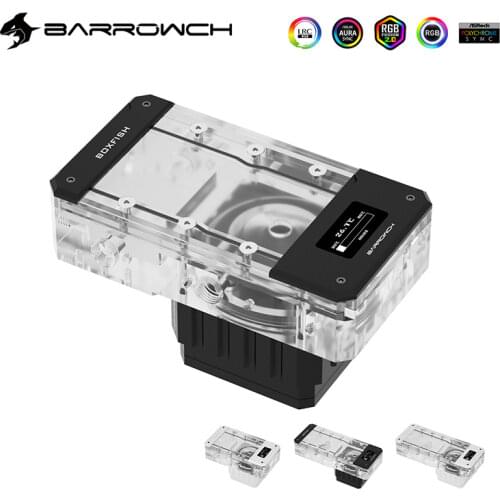BARROWCH 18W PWM Pump Combo Water Tank,Integrated G1/4" Reservoir OLED Temperature Display 150/200mm Black,Silver,FBD5BX-150/200