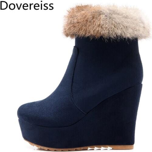 Winter for woman new fashion Sexy Consice New boots Pure color blue Zipper Consice Wedges Ankle boots platform boots