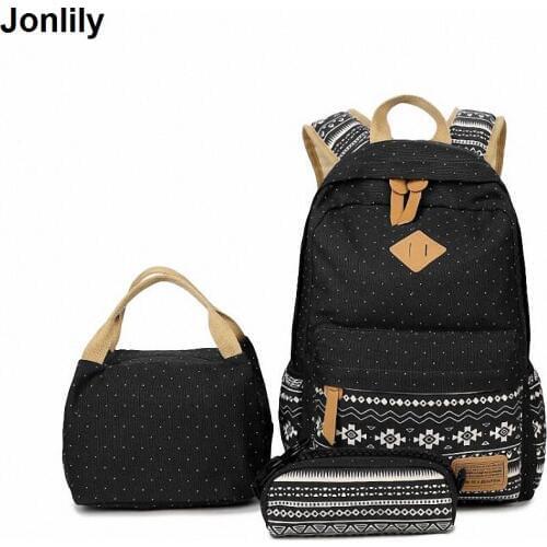 Women Backpack For Teenage Girls School Bags Rucksack Back Pack Canvas Printing Backpack Set For Children LI-331