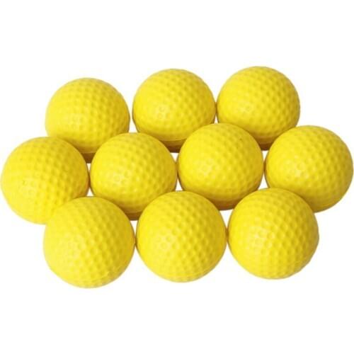 New 10pcs Yellow Soft Elastic Indoor Practice PU Golf Ball