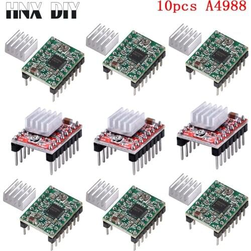 10pcs 3D Printer Parts A4988 DRV8825 Stepper Motor Driver With Heat sink For SKR V1.3 1.4 GTR V1.0 RAMPS 1.6 MKS GEN V1.4 board