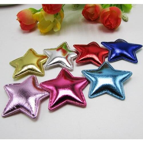 100pcs/lot Glossy Cute PVC Stars padded applique Crafts for headwear bag shoe garment DIY accessories