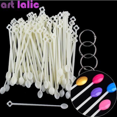 100pcs Spoon Shape Nail Art Tips Sticks False Display Practice Fan Polish Gel Swatches Color Sample Tools Equipment Manicure Pro