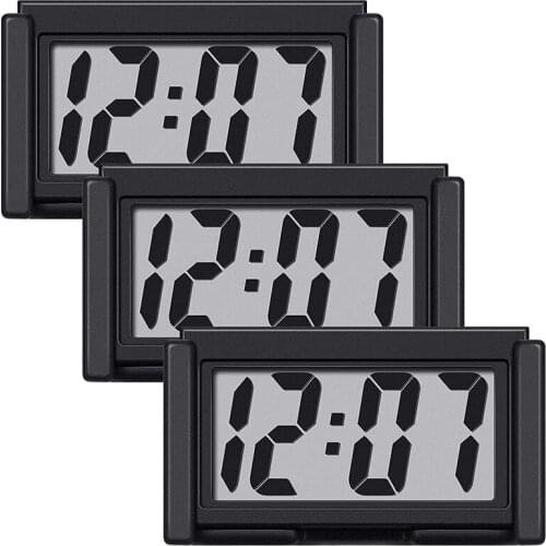 3 Pieces Mini Car Clock Car Dashboard Clock Auto Car Truck Dashboard Time Vehicle Electronic Digital Clock
