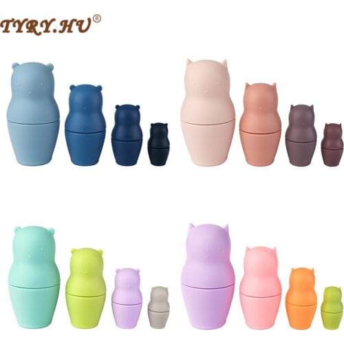 8Pcs/Set Baby Soft Silicone Jenga Building Blocks 3D Folding Educational Stacking Toys BPA Free Rabbit Bear Silicone Teether