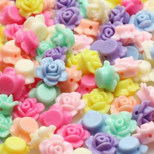 50pcs/lot Mixed Candy Color Flower Shape Acrylic Beads Loose Spacer Beads For Jewelry Making DIY Earrings Necklace Accessories