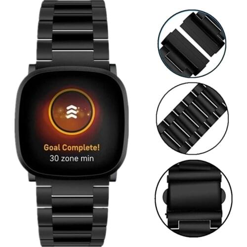 KTAB Smart Watch Accessories For Fitbit Versa 3/Fitbit Sense Stainless Steel WristBand Metal Replacement Straps For Fitbit Watch