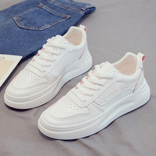 White Shoes Womens 2020 Spring New Style Korean-style Students Versatile Casual Shoe Thick Bottomed Low-top Women Shoes