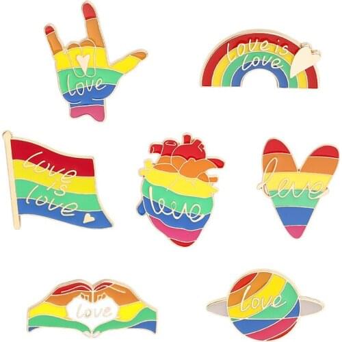 Rainbow Letter Series Brooch Personality Heart Love Shape Pins Bag Decoration Badges Gifts for Friends pins for backpacks