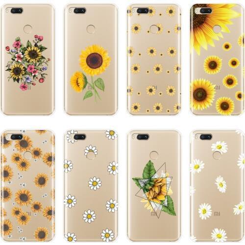 Yellow Sunflower Flower Back Cover For Xiaomi Mi A1 A2 8 SE Lite Soft Silicone Phone Case For Xiaomi Mi 5 5C 5S 5X 6 6X Plus