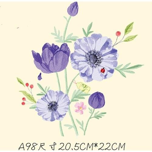 Floral Flower Patch Cute Animal Stickers Iron on Print on Transfers for Clothes T-shirt Accessory Applique DIY Heat Transfer