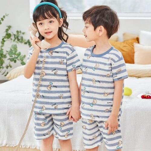 Children Clothes For Girls Boys Short Sleeve Home Set Kids Elastic Waist Shorts Pajamas Set Comfort Outfits For Girls 14 Years