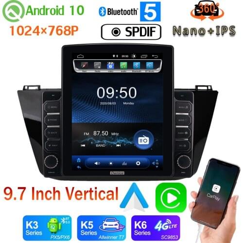 Head Unit 9.7" Vertical Style Car Media GPS CarPlay Android 10.0 360 Camera Radio For Volkswagen VW Tiguan L 2017-2020 PX6 4+64G